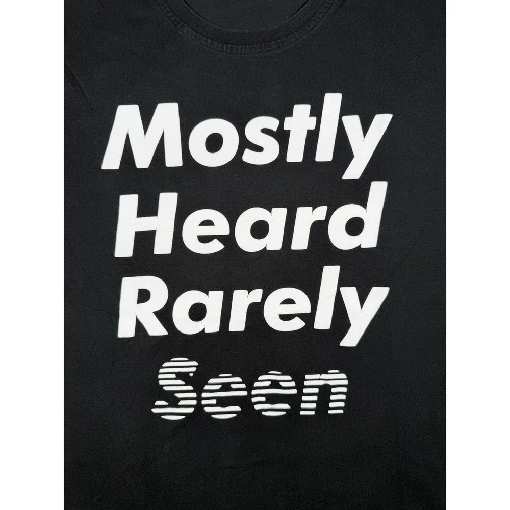 Mostly Heard Rarely Seen Disappearing Tee Black Graphic Streetwear Shirt L
